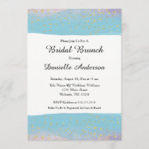 Bleu et or Aquarelle nuptiale douche Invitation
