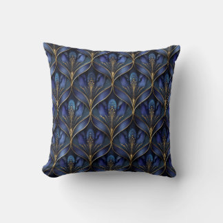 Bleu et or Art déco Motif 1 Oreiller