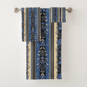 Bleu et or Damas rayures