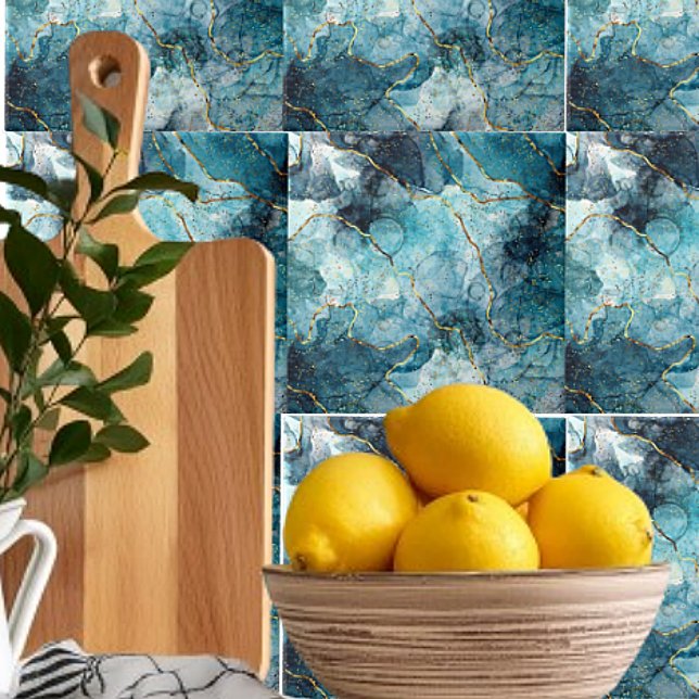 Bleu et or glitateur marbre céramique carreaux (Créateur téléchargé)
