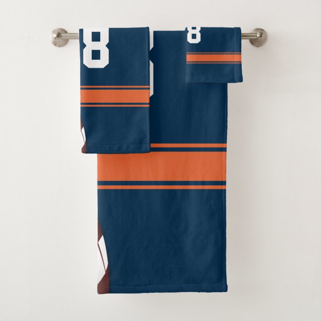 Bleu et Orange Grille Jersey Fer Football (En situation)