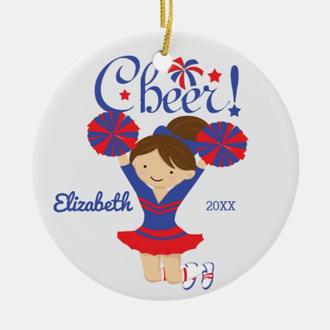 Bleu et ornement rouge de pom-pom girl de brune (Devant)