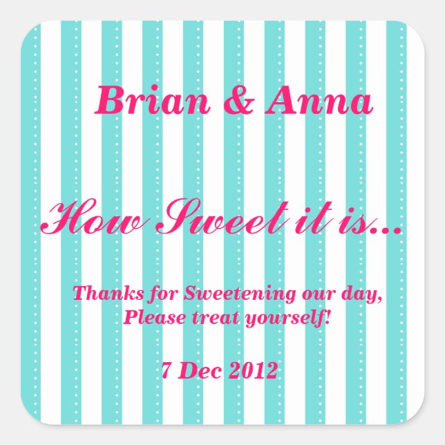 Bleu et rose chaud How Sweet Sticker (Devant)