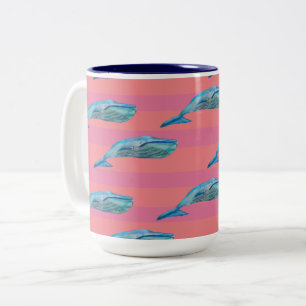 Bleu et rose Poisson de baleine Art Mug à café à d