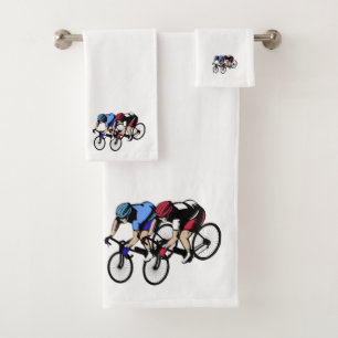 Bleu et rouge de course de bicyclette