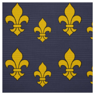 Bleu et tissu profonds de Gold Fleur de Lis