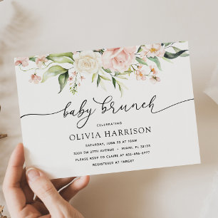 Bleu et verdure Bébé Brunch Douche Invitation
