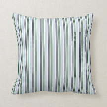 Bleu et vert de Preppy - Stripes #1 Coussin