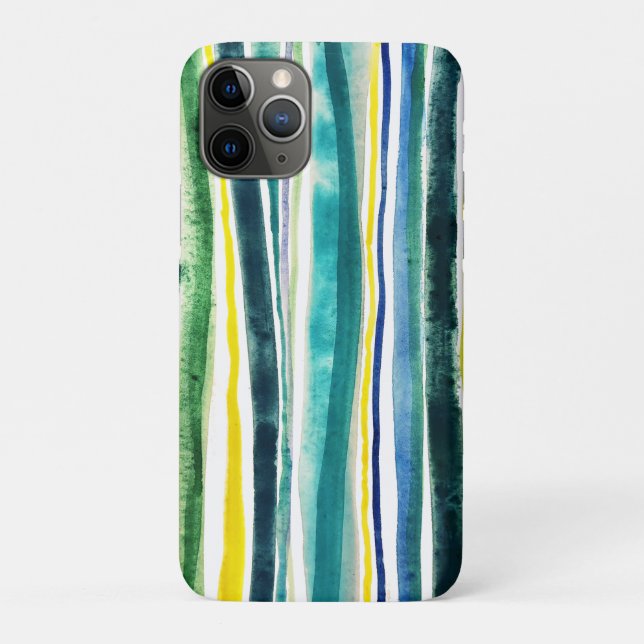 Bleu et vert rayures Coque-Mate coque iphone (Dos)