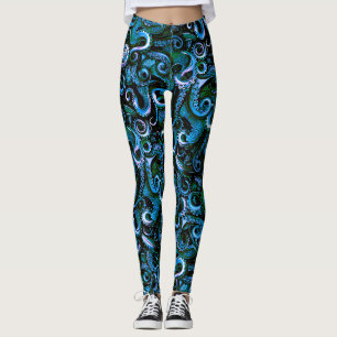 Bleu et vert Tentacles de pieuvre Leggings