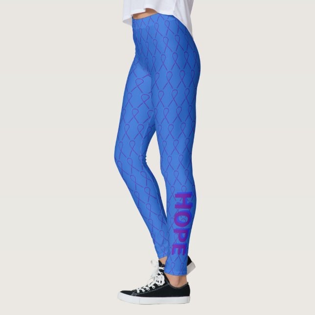 Bleu et violet de sensibilisation Ruban Leggings p (Gauche)