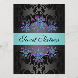 Bleu et violet Flamme de neige douce16 Invitation