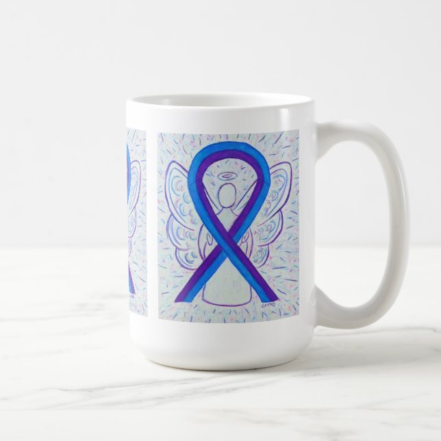 Bleu et violet sensibilisation Ruban Angel Art Mug (Droite)