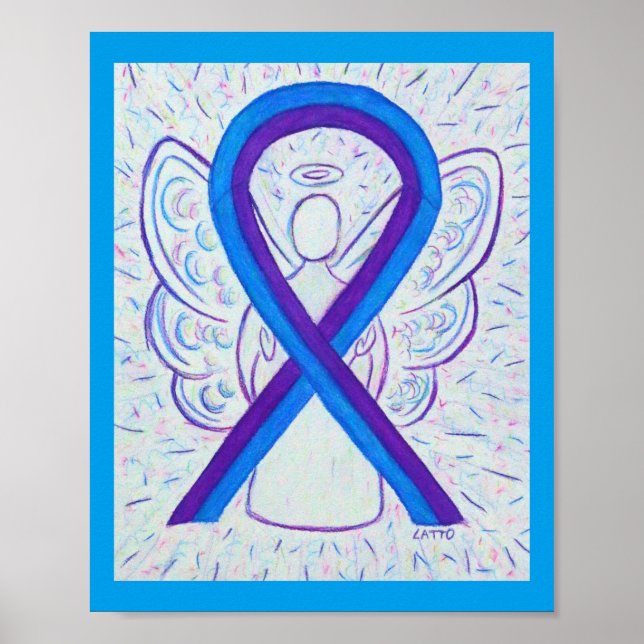Bleu et violet sensibilisation Ruban Angel Poster (Devant)
