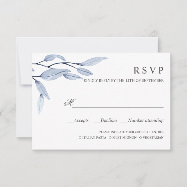 Bleu éthérée | MARIAGE RSVP REPAS CHOIX (Devant)