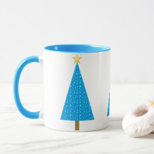 Bleu étoiles rétro moderne arbre de Noël Café Mug