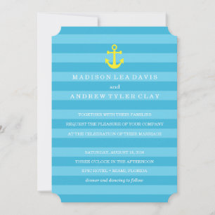 Bleu Faire-part de mariage des rayures marines