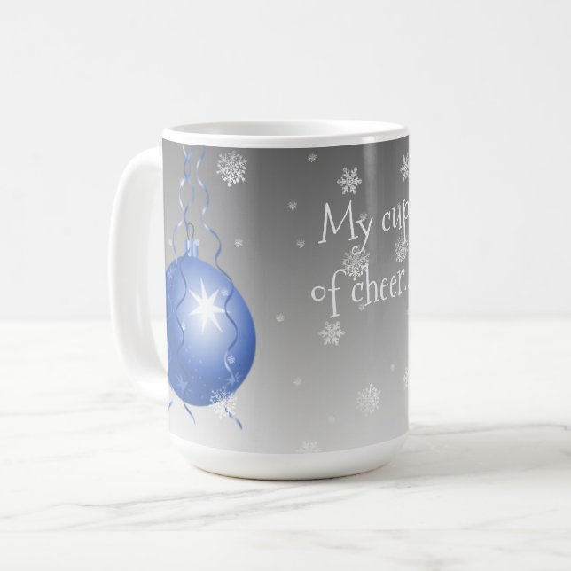 Bleu fantaisie Ornement de Noël Café Mug (Devant gauche)