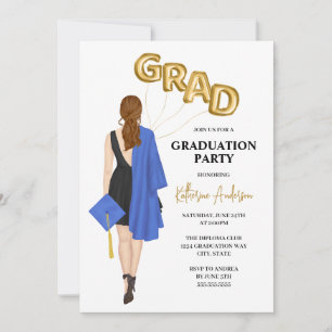 Bleu Femme Graduation Party Invitation