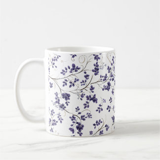 Bleu feuille Motif café Mug