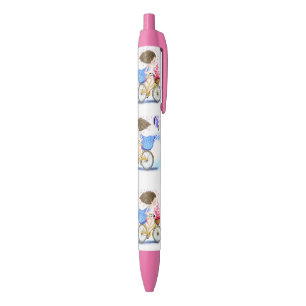 Bleu Fille Sur Un Stylo À Vélo Coeurs D'Amour Romantiqu