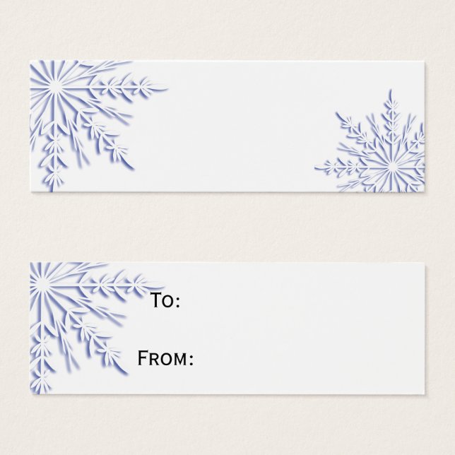 Bleu Flèches de neige d'hiver sur Blancs étiquette (Devant & derrière)