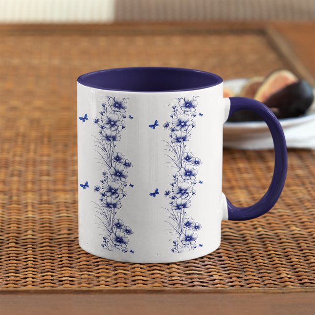 Bleu Fleurs motif tasse à café (Créateur téléchargé)