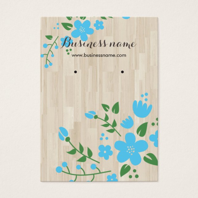 Bleu Floral Bois Rustique Arrière - plan Porte Car (Devant)