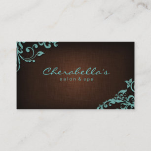 Bleu floral de brun de carte de visite de spa de
