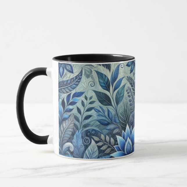 Bleu Floral Design Café Mug (Gauche)