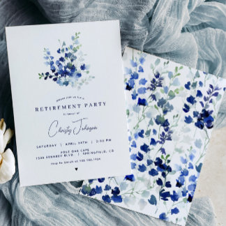 Bleu Floral Retraite Party Invitation