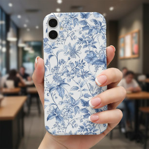 Bleu Floral Toile Élégant Vintage 