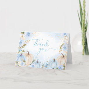 Bleu Floral Vert Petit Carte de remerciements Citr