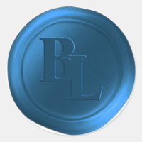 Bleu foncé Double Monogramme Faux Stickers Cire Sc