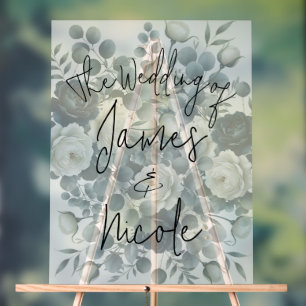 Bleu foncé et blanc Moderne Floral Mariage