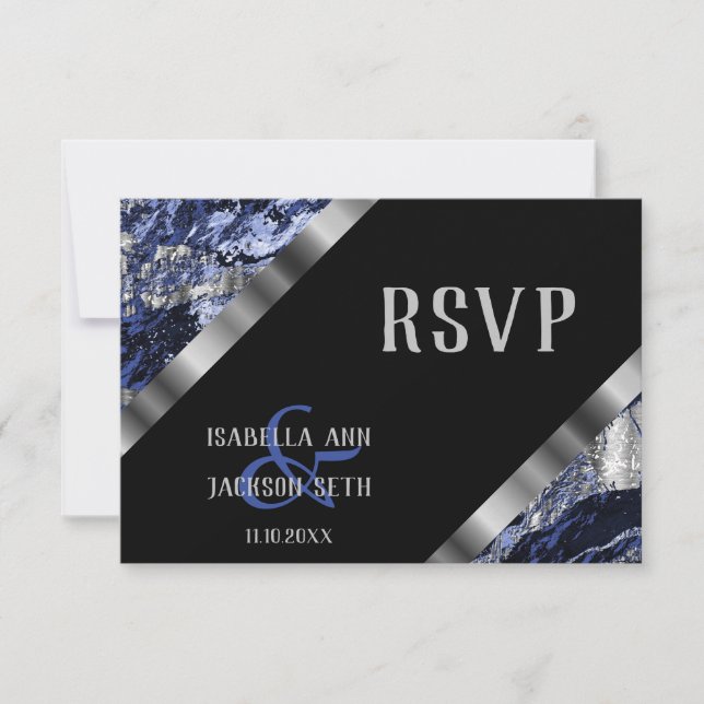 Bleu foncé et marbre argenté - RSVP (Devant)