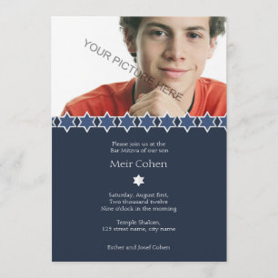 Bleu foncé - Invitation Bar Mitzvah