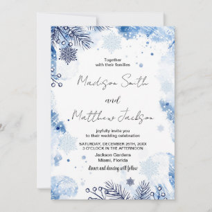 Bleu foncé Invitations de mariage d'hiver