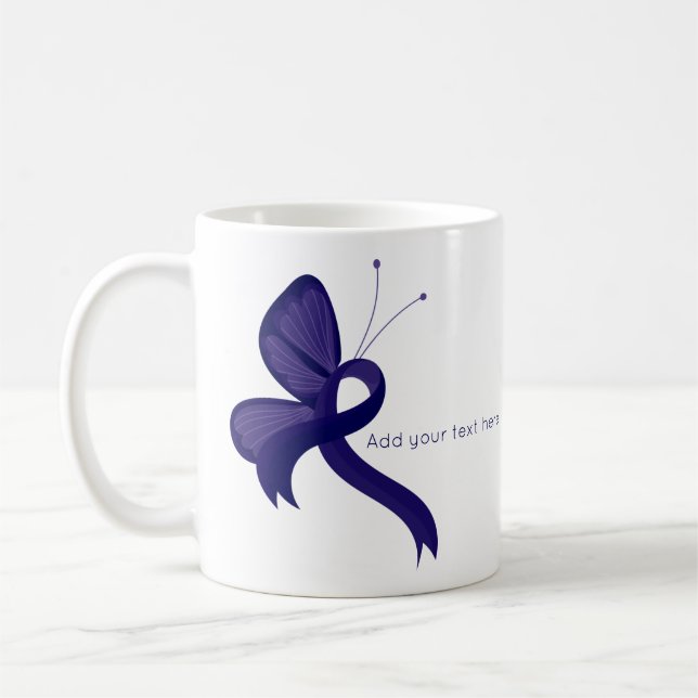 Bleu foncé Sensibilisation Ruban Papier à café Mug (Gauche)
