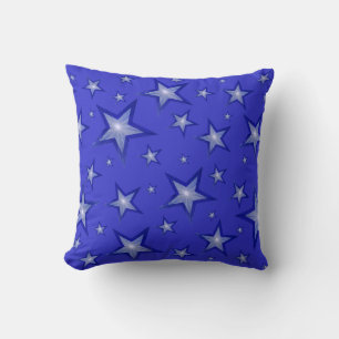 Bleu foncé Stars imprimés lancer oreiller carré bl