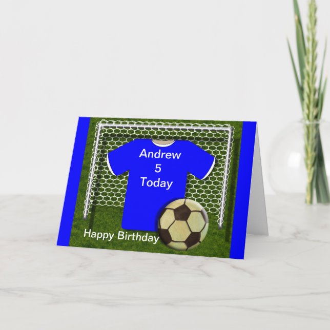 Bleu Football Football Thème Anniversaire Cartes (Devant)