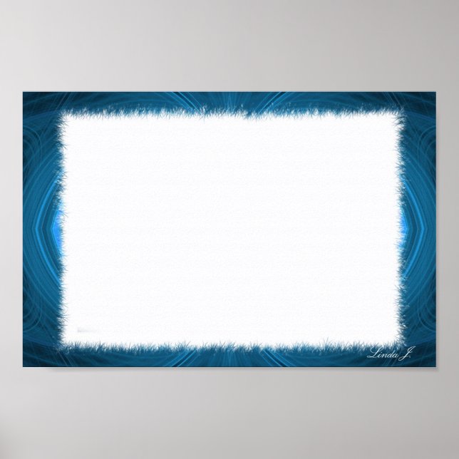 Bleu Fractal Bordure toile ou affiche (Devant)