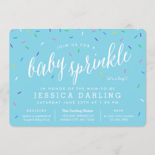 Bleu Garçon Bébé Saupoudrer Invitations