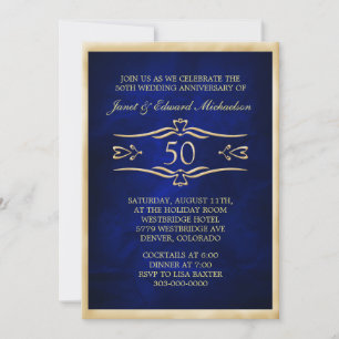 Bleu Golden Anniversaire Célébration Invitation