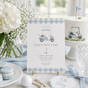 Bleu Golf Panier baby shower Invitation