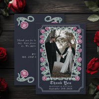Bleu gothique café Rose Carte de remerciements Mar