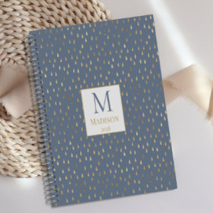 Bleu Goutte de pluie Moderne Monogramme tendance