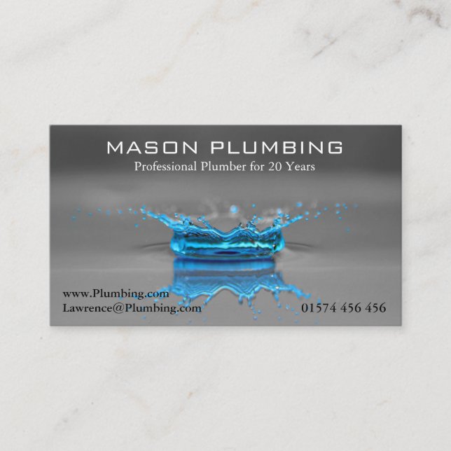 Bleu goutte d'eau - plombier - Carte de visite (Devant)