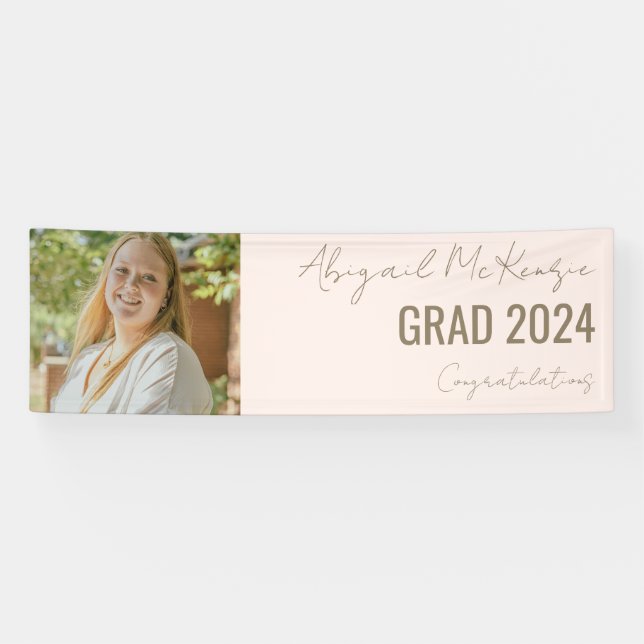 Bleu Grad Photo Gold Texte Bannière (Horizontal)