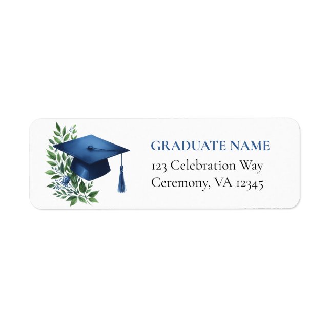 Bleu Graduate Retourner Adresse Étiquettes Classe  (Devant)